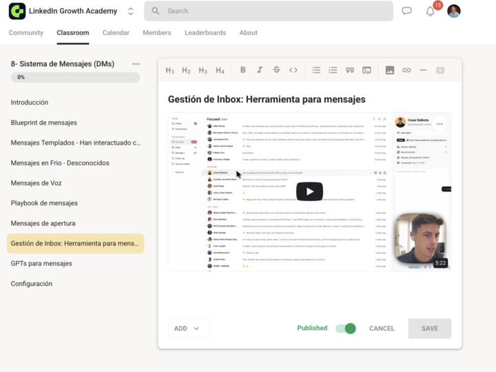 Nueva Clase: Herramienta de Inbox de LinkedIn
