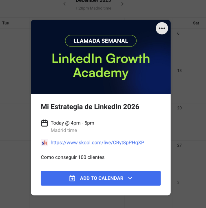 Clase en Directo en 2 Horas