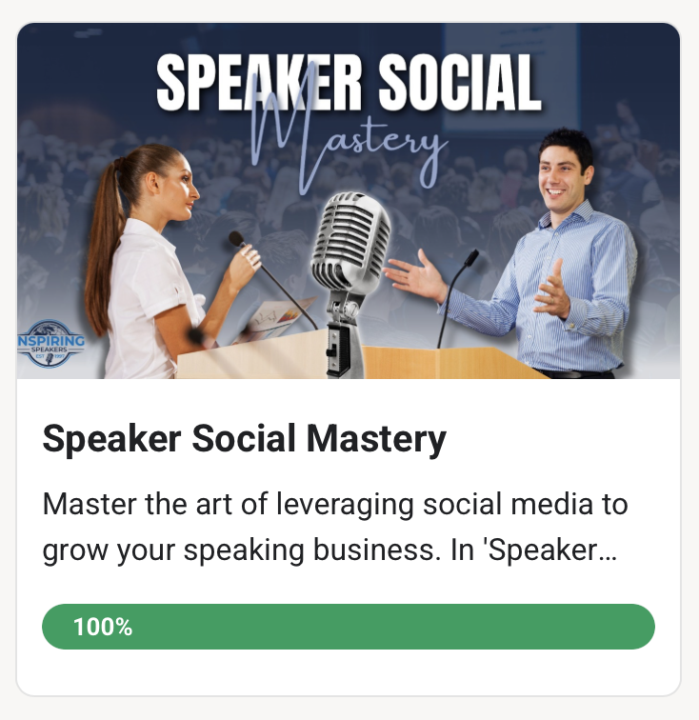 WIN—Just finished my Level 3: Speaker Social Mastery course!