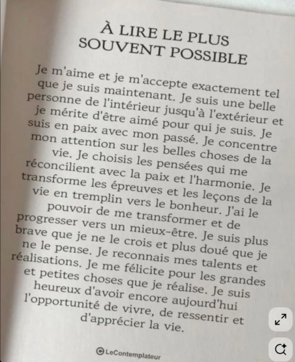 Je m'aime et je le reconnais ou j'apprends à .... 
