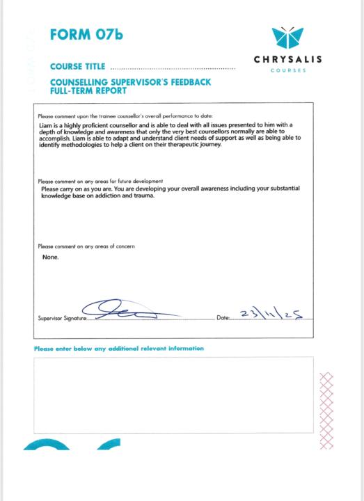 Finally a qualified Psychotherapeutic Counsellor