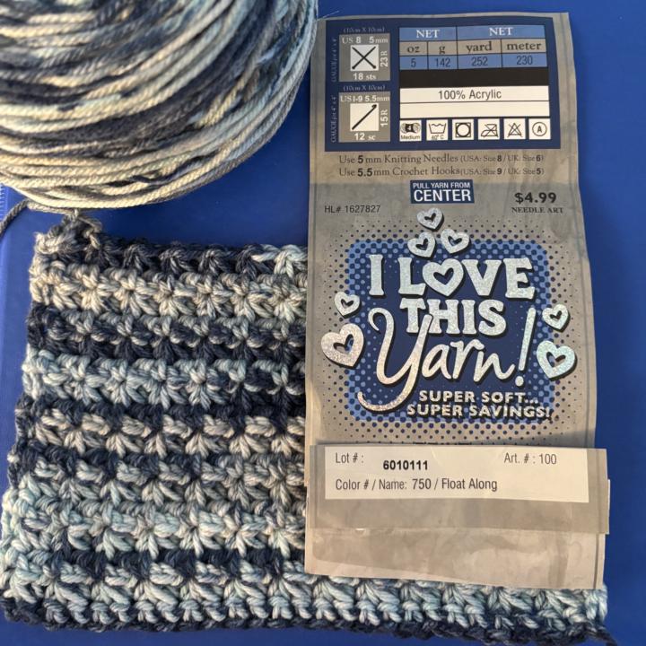 Trinity Stitch with multi-colored yarn as promised 