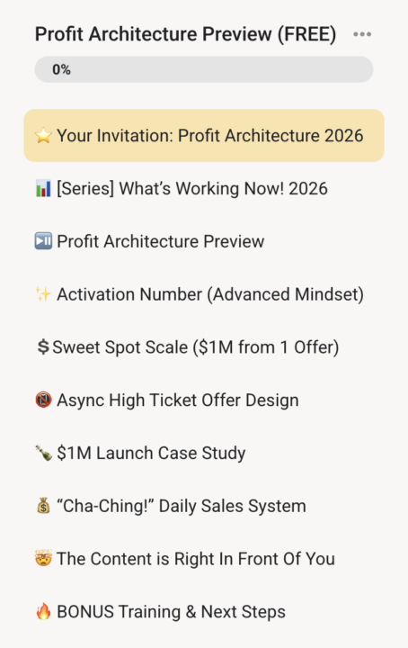 🤩 The Profit Architecture PREVIEW is LIVE!