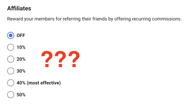 Q: if I turned on AFFILIATES for this group, would you share? 🤔