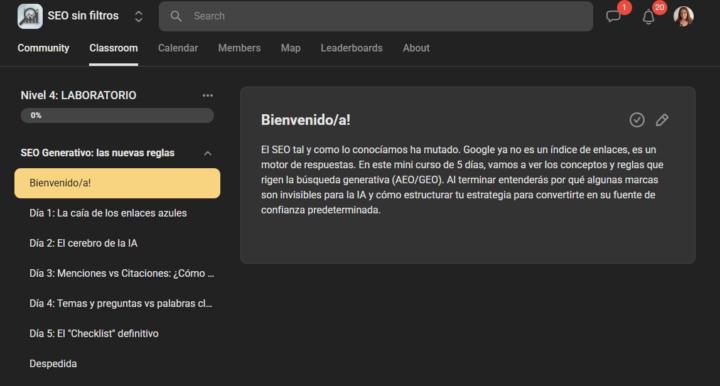 Desbloqueado Minicurso de SEO Generativo (Nivel 4)