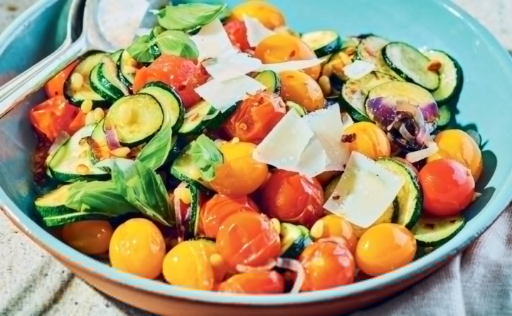 Summer Sauté with Zucchini, Cherry Tomatoes & Basil