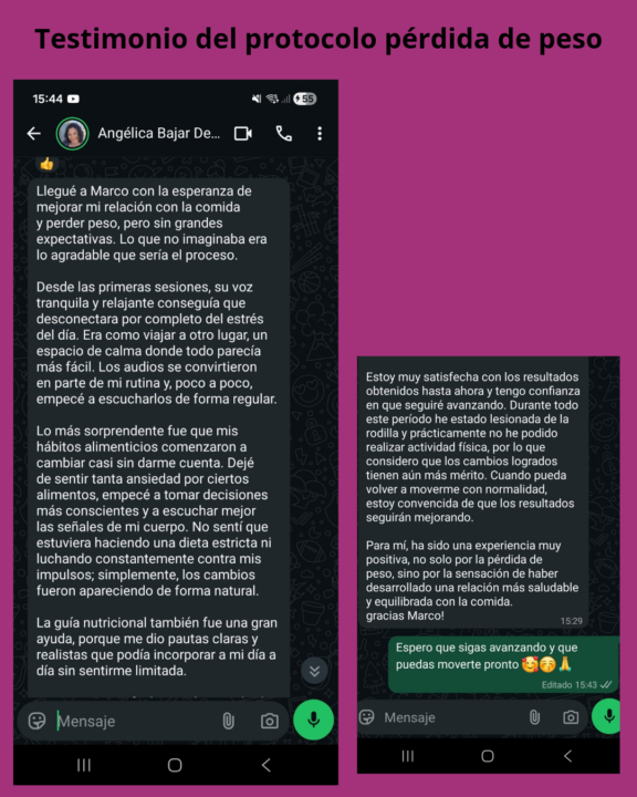 Testimonio protocolo bajar de peso