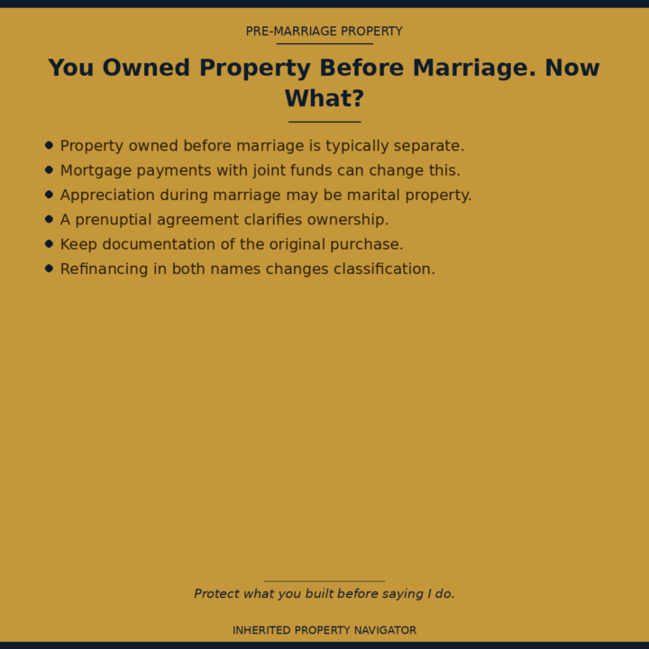 You Owned Property Before Marriage. Now What
