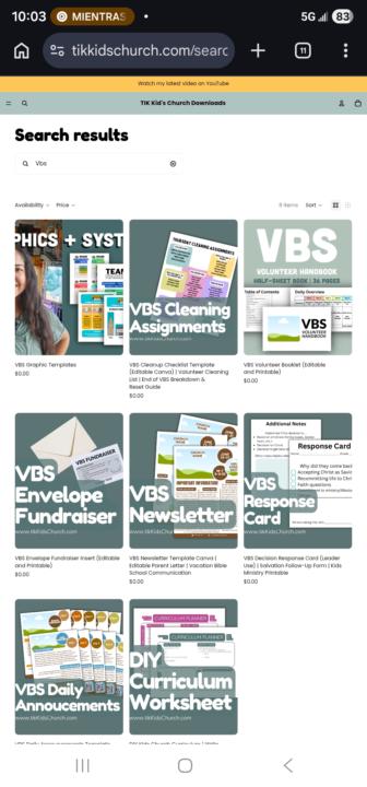 7 FREE VBS products
