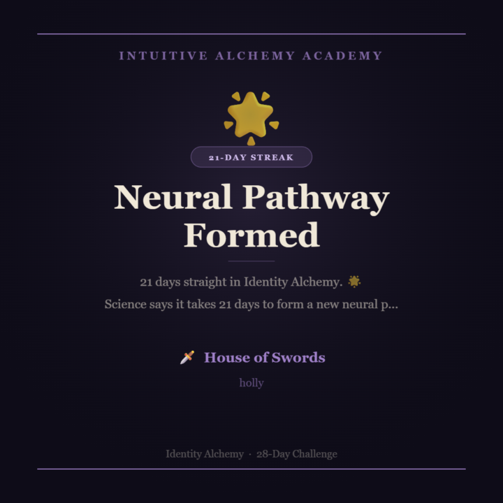 ACHIEVEMENT UNLOCKED: 21 days straight in Identity Alchemy. 🌟