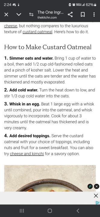 Oatmeal custard