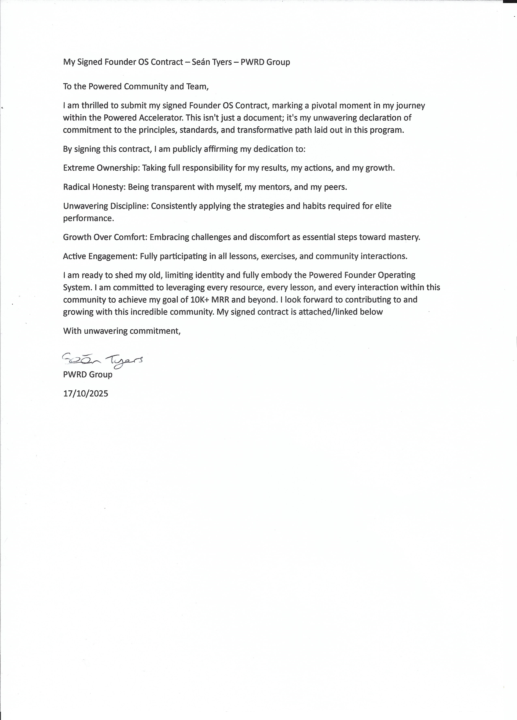 My Signed Founder OS Contract - Seán Tyers - PWRD Group