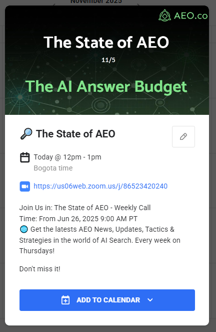 Today's Call: The AI Answer Budget (State of AEO Weekly)