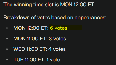 Private Group Coaching Call Schedule - Voting Ended 🏁  