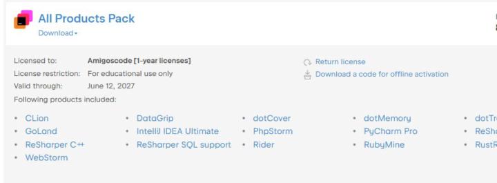 Jetbrains Pack for Student