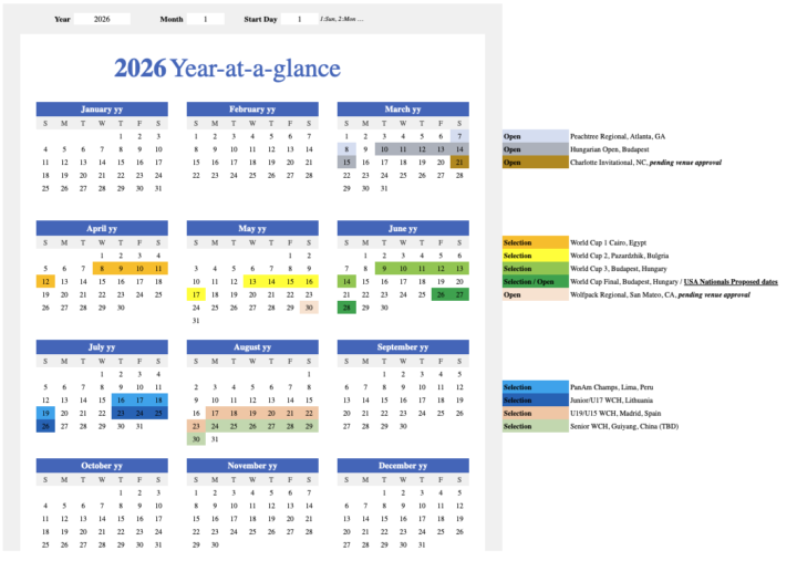 2026 USAPM Pentathlon Calendar