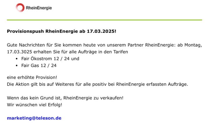 Provisionspush RheinEnergie 💰 