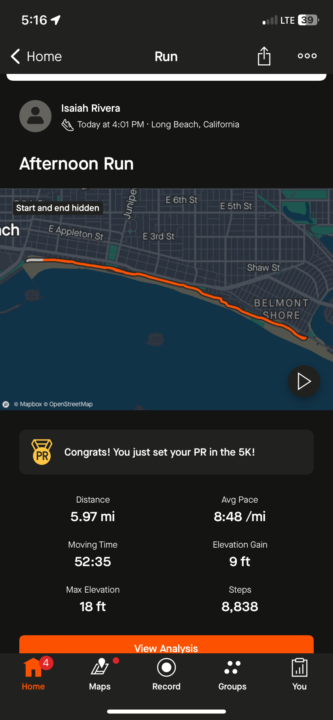 6mile run. 10k speed or what?