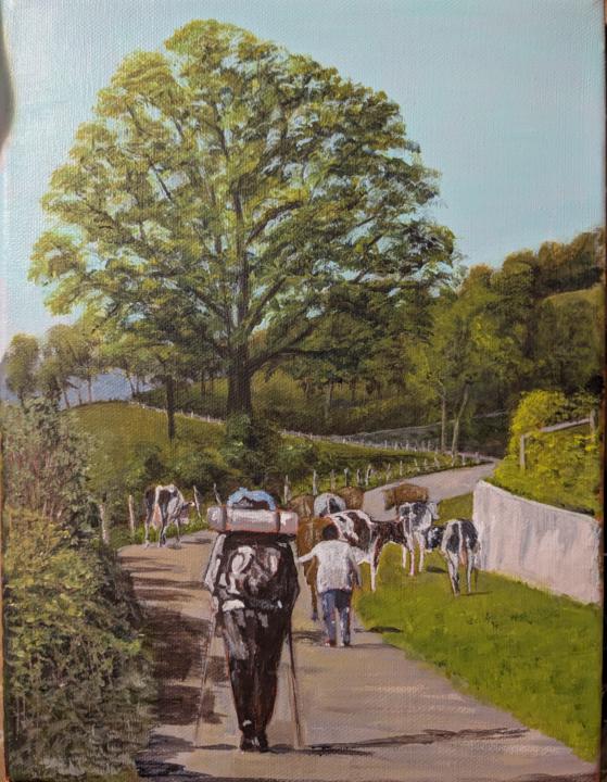 Walking a country lane in Asturias