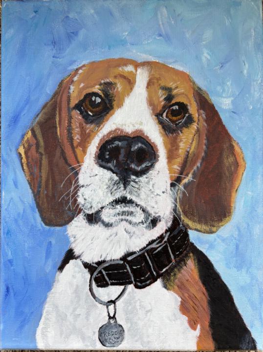 Beagle in acrylic on canvas 