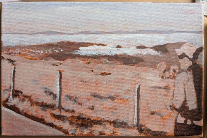 Tonal values underpainting.