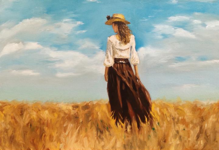 wheat field and woman