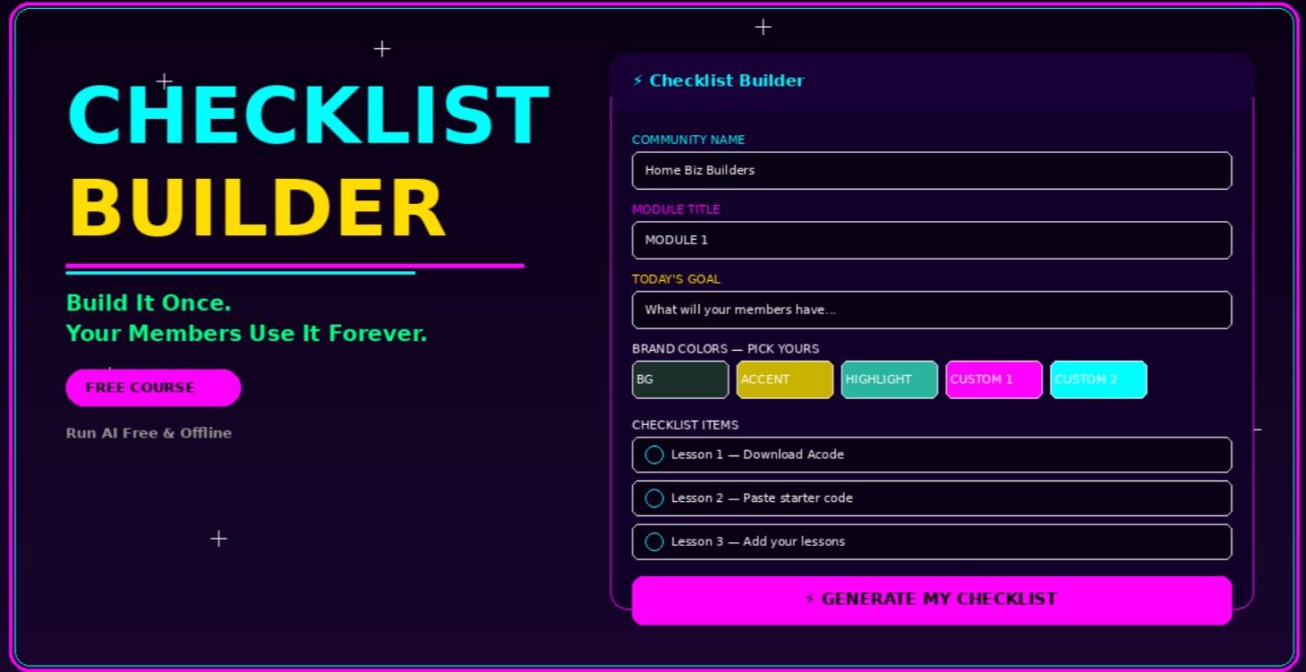 Community checklist builder on laptop