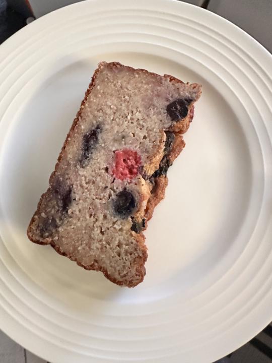 🍞 High-Protein Blueberry Raspberry Banana Loaf