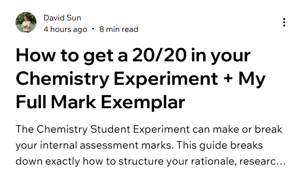 20/20 Chem Student Experiment Walk Through + Full Mark Exemplar 