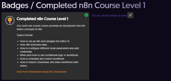 حصلت شهادة n8n الأولى ولله الحمد