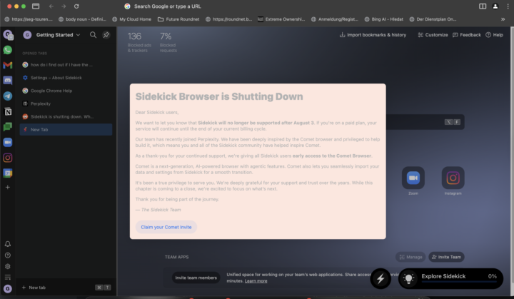 Comet (agentic browser) von Perplexity umsonst (noch 2 Tage)! How to: