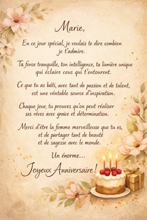Joyeux anniversaire Marie