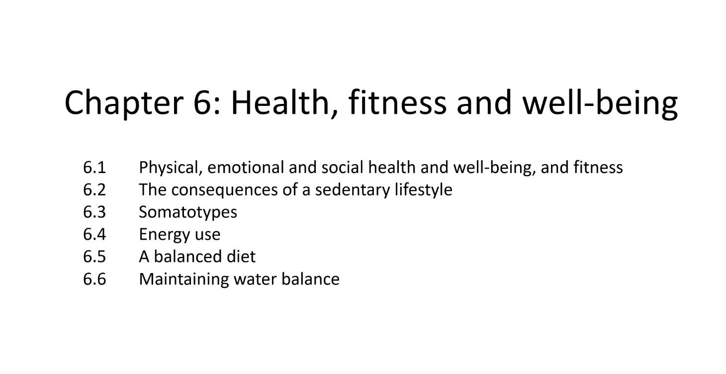 Chapter 6 Health, Fitness and Well-being