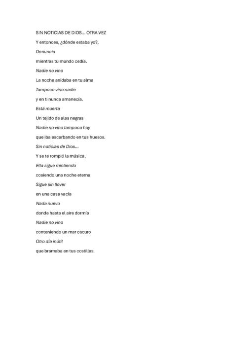 SIN NOTICIAS DE DIOS… OTRA VEZ