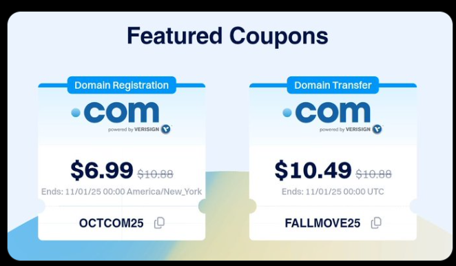 Dynadot $6.99 coupon for month of October