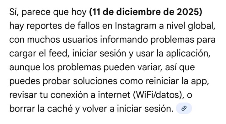 Instagram está con problemas hoy 11 de diciembre