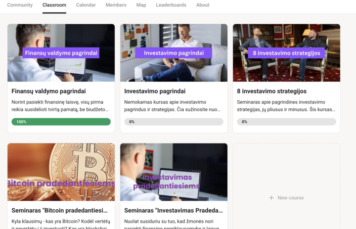 Ar peržiūrėjote visus mokymus clasroom skiltyje?