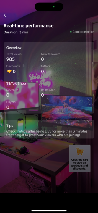 Within 3 mins I had 985 people in my live 