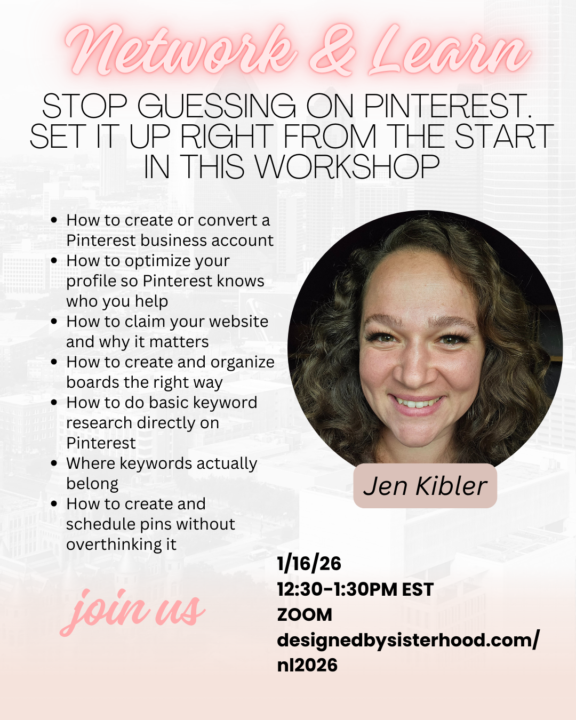 REMINDER: Network & Learn Pinterest Workshop - LAST FREEBIE!