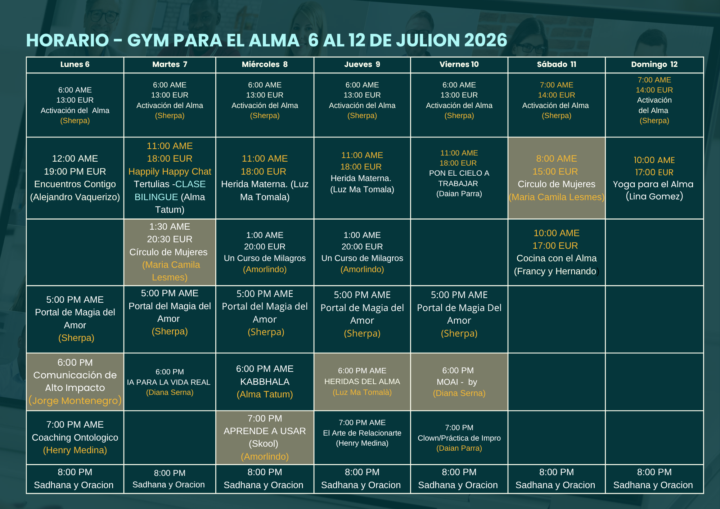 Horario 6 al 12 de julio 2026
