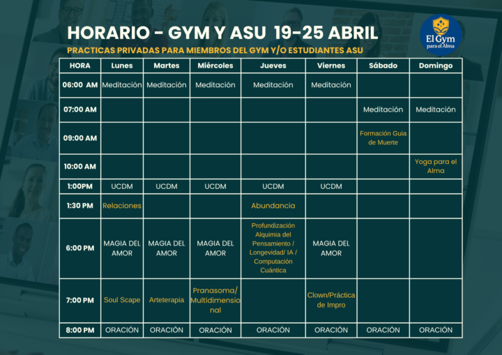 Horario 19-25 abril Clases grupales