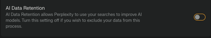 Perplexity ai - turn off usage