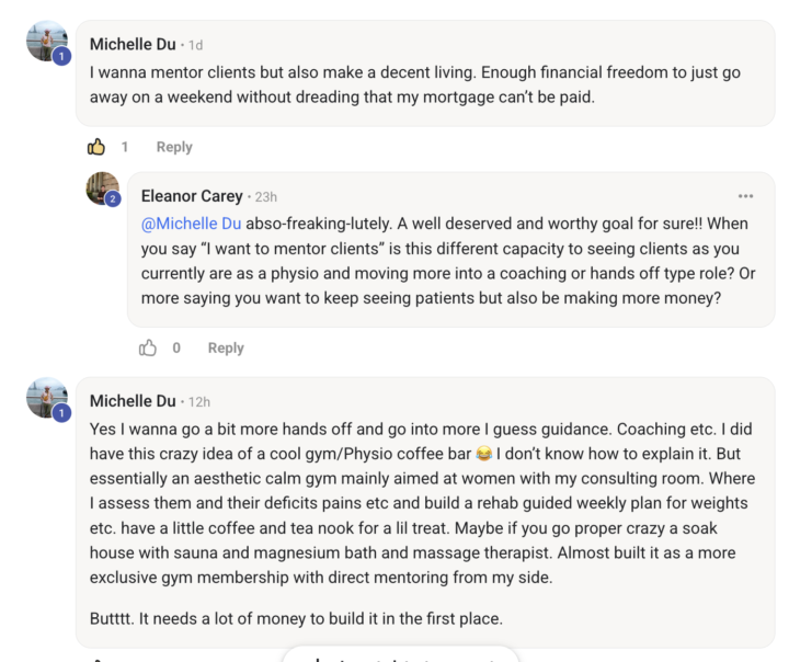 MVP business ideas for the next phase for Michelle!