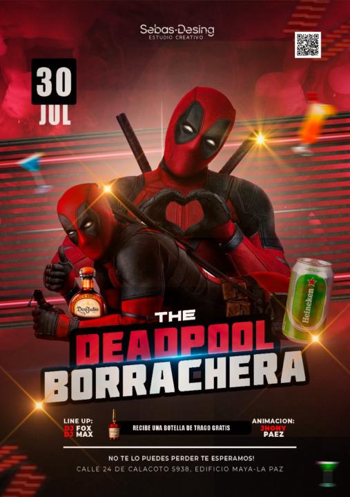 Diseño de flyer temática deadpool