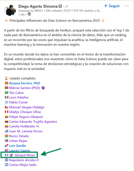 Una influencia en datos.