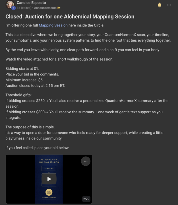 First Pop-Up Auction Results