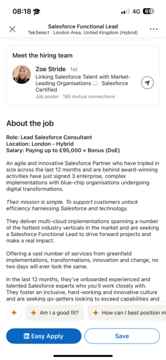 New Salesforce Functional Lead, No Code, Salary, £95,000/yr + Bonus