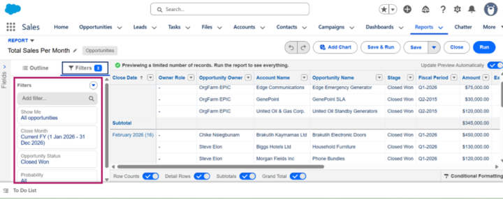 Assignment - Salesforce Data Analysis (Reports & Dashboard)