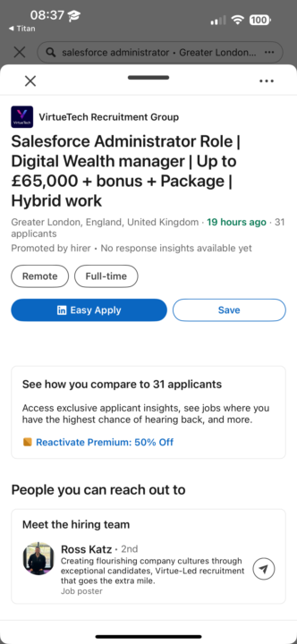 Salesforce Administrator Role | Digital Wealth manager | Up to £65,000 + bonus + Package | Hybrid work Greater London, England,