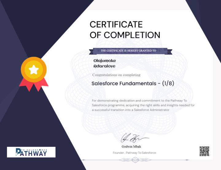 SALESFORCE FUNDAMENTALS CERTIFICATE 